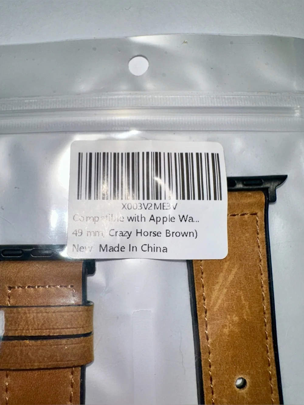 Apple Tan Leather Watch Band with Black Buckle 49mm